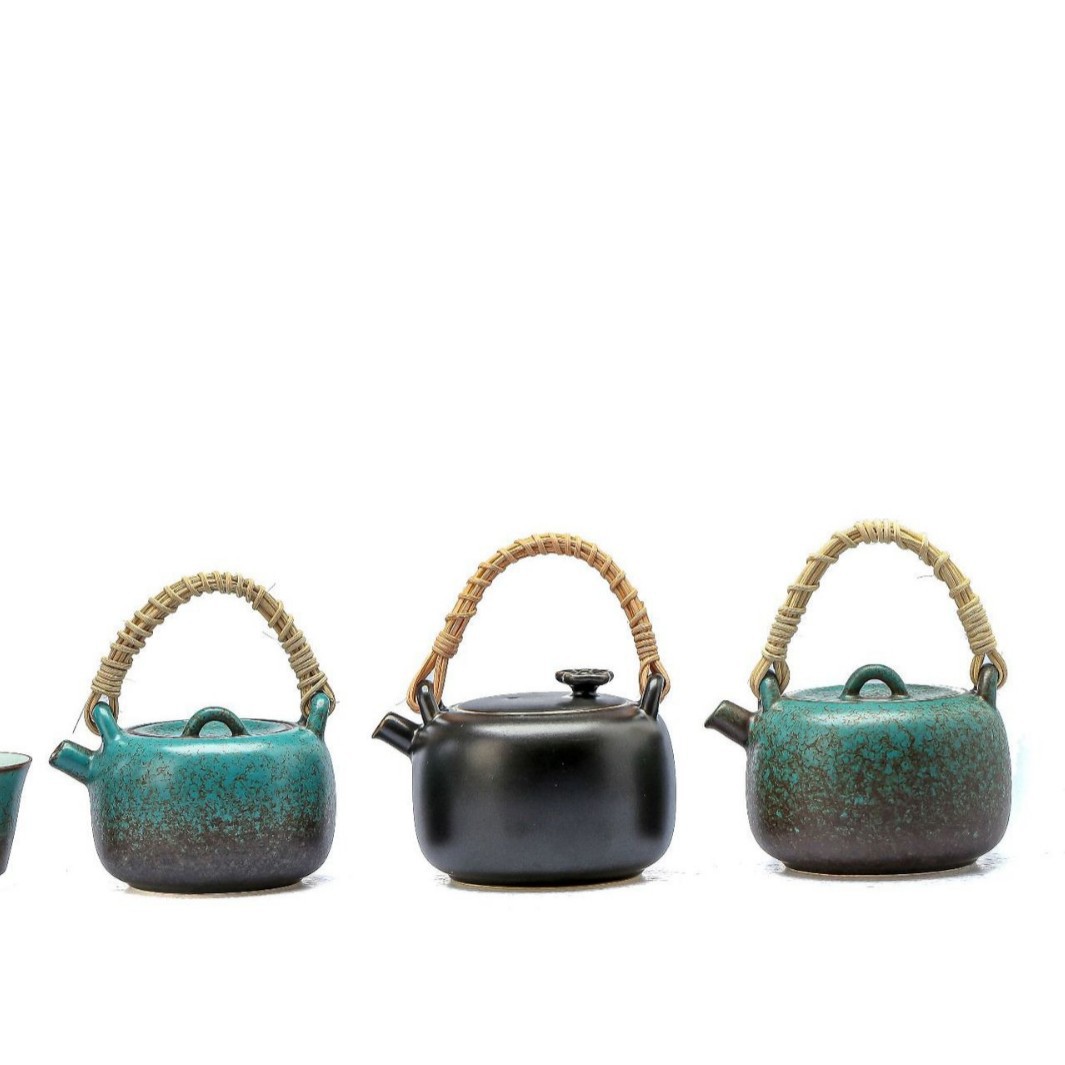 Vintage Japanese-Style Teapot with Handle, Tea Brewing Set for Home Use, Antique-Style Coarse Pottery Teapot, Kung Fu Tea Set, Tea Water Kettle