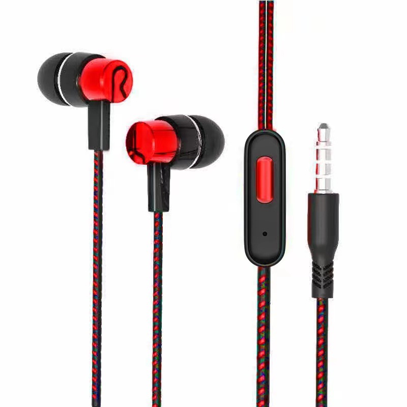 Wholesale cross-border wired microphone 3.5mm in-ear sports earplugs earplugs sports gaming subwoofer headphones