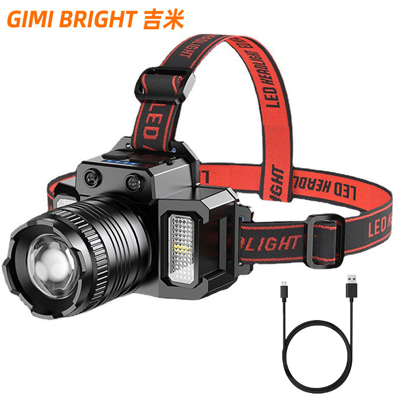 Яркий дальний фонарь с телескопическим зумом, индукционный COB фонарь, предупреждающий боковой свет, для рыбалки на улице