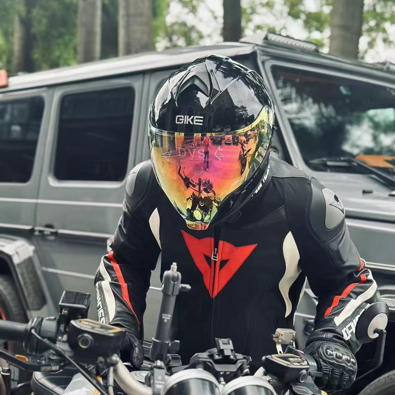 Rike FP02 helmet lens large field of view silver plated aurora red black transparent lens