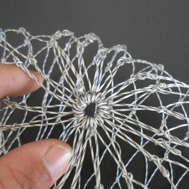 Stainless steel bridge fishing braiding net bracket strong horse net pocket folding net head braiding net large mesh bridge raft braiding net solid ring