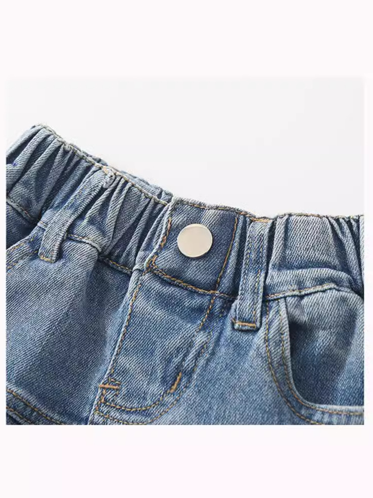 Girls' Skirts 2024 New Korean Style Kidsren's Fashionable and Versatile Thin Girls' Medium and Large Kidsren's Denim Short Skirts Trendy