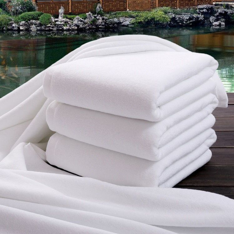 Wholesale Five-Star Hotel Bath Towels, Hotel Pure Cotton White Towels, Absorbent and Lint-Free, Men's and Women's Thick Beauty Salon Bathing Towels
