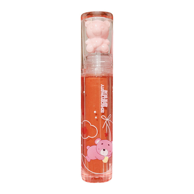 Domestic makeup ~ bear Crystal frozen strawberry glossy lip glaze mirror white all-match glass doodle lip lipstick wholesale