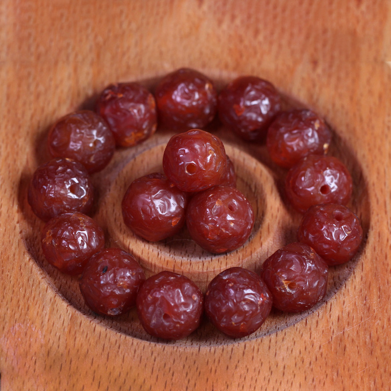 5A Grade Natural Old Mine Alxa Raw Stone Orange Peel Gobi Red Agate Bracelet Necklace DIY Loose Bead Accessories 15mm