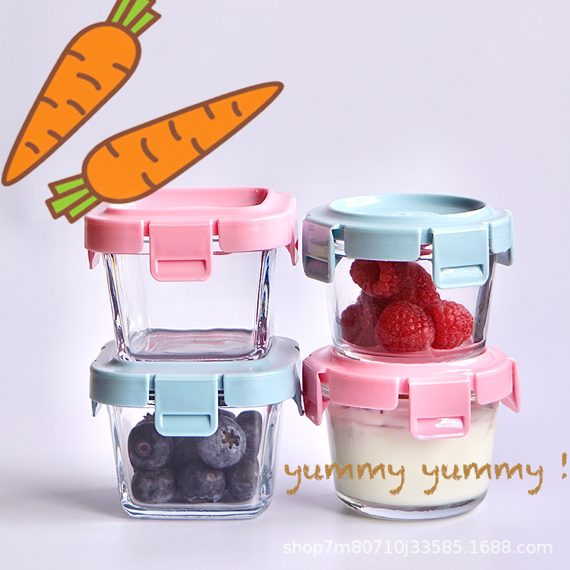 High Boron Retortable Baby Food Bowl with Scale Baby Bowl Sealed Jar Storage Box Glass Crisper Food Supplement Box