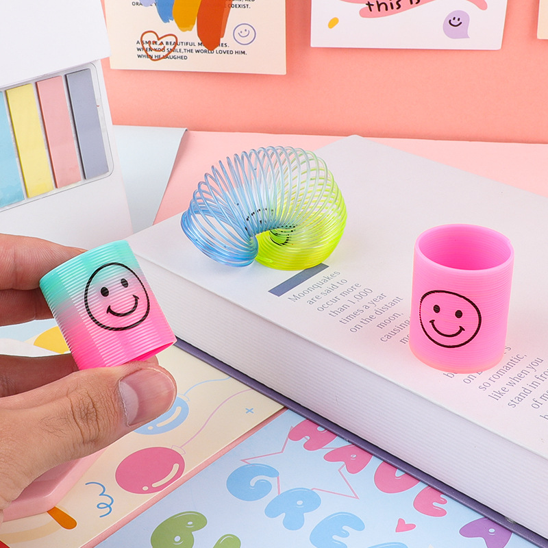 Mini Smiley Rainbow Circle Post-80S Nostalgic Elastic Circle Telescopic Magic Circle Kindergarten Baby Toy Street Stall Wholesale