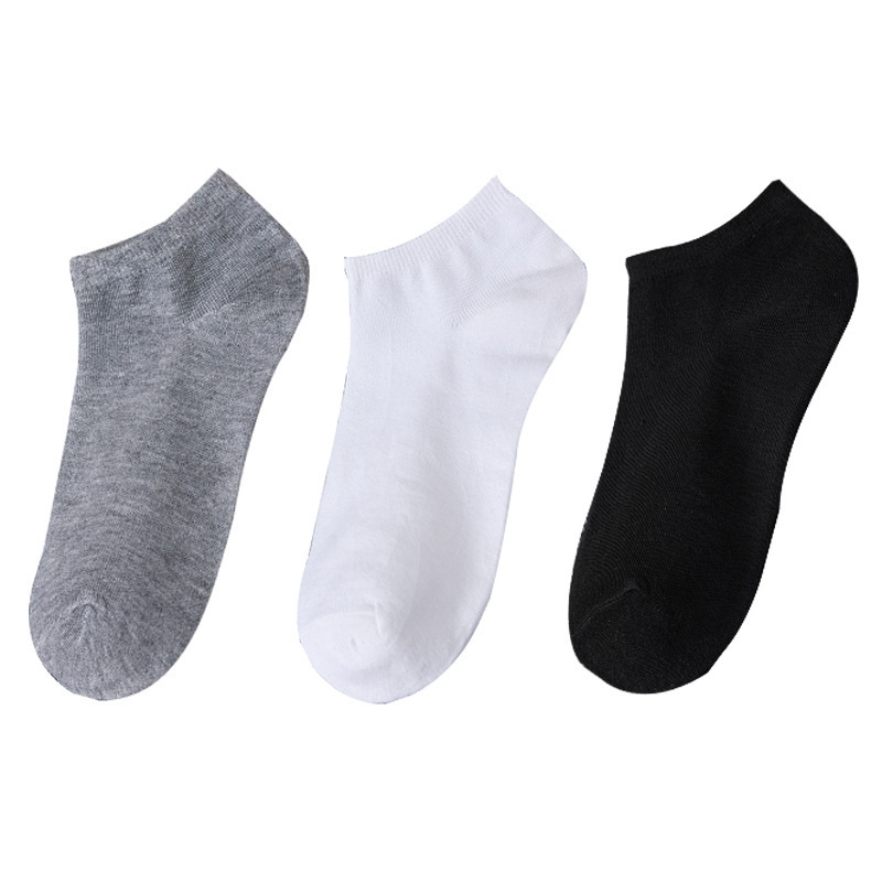 Socks Men's and Women's Short Socks Summer Black and White Grey Boat Socks Solid Color Men's Thin Breathable Short Socks