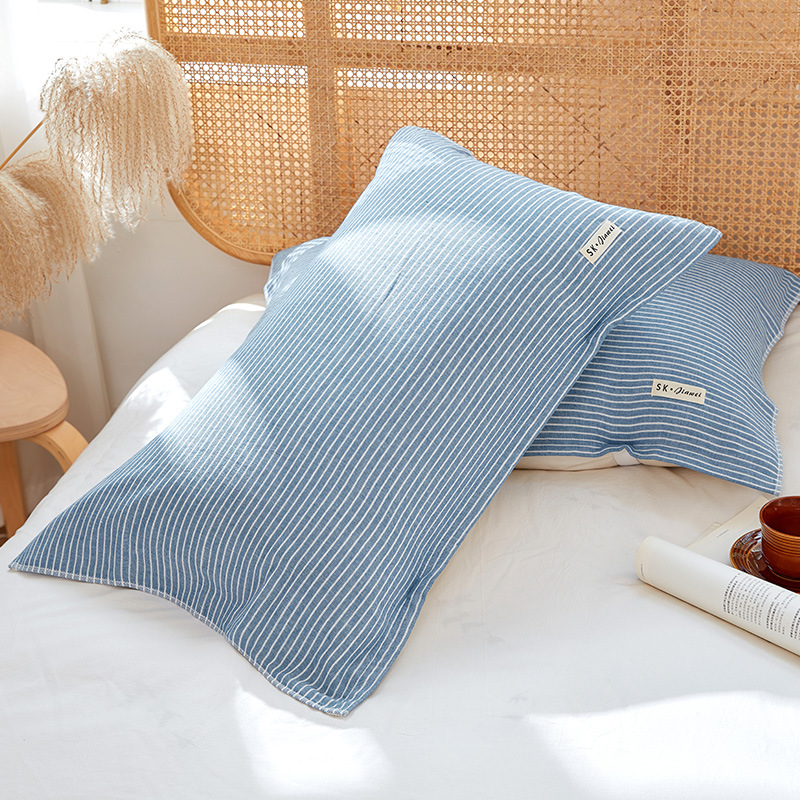 Oil-Proof Single Boy Pillow Cover with Straps, Pure Cotton Gauze Single Pair, Non-Slip, Non-Falling, Fixed, Anti-Falling