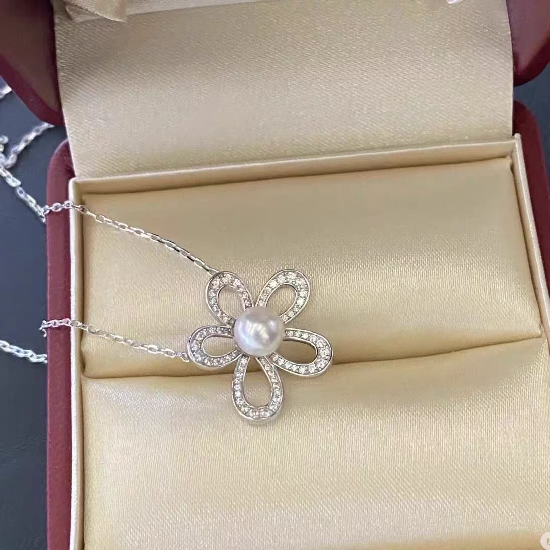 New Seiko S925 Silver Needle Gold-Plated Natural Freshwater Aurora Real Pearl Earrings Five-Petal Flower Sweet and Bright Accessible Luxury