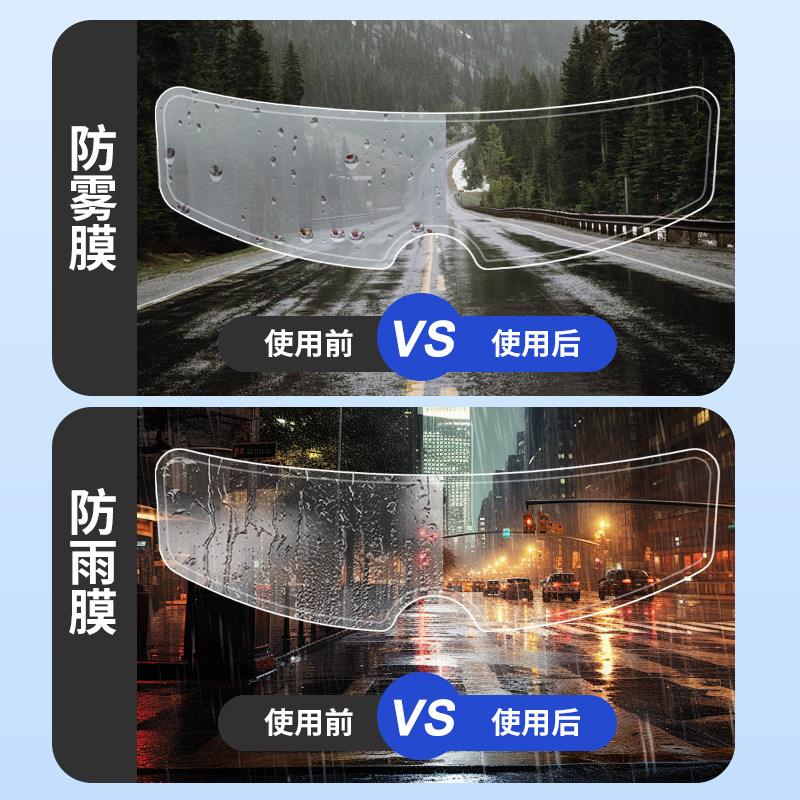 Helmet Rainproof Film Electric Vehicle Motorcycle Safety Helmet Full-Face Lens Transparent Ultra-Clear Universal Anti-Fog and Rainproof Film