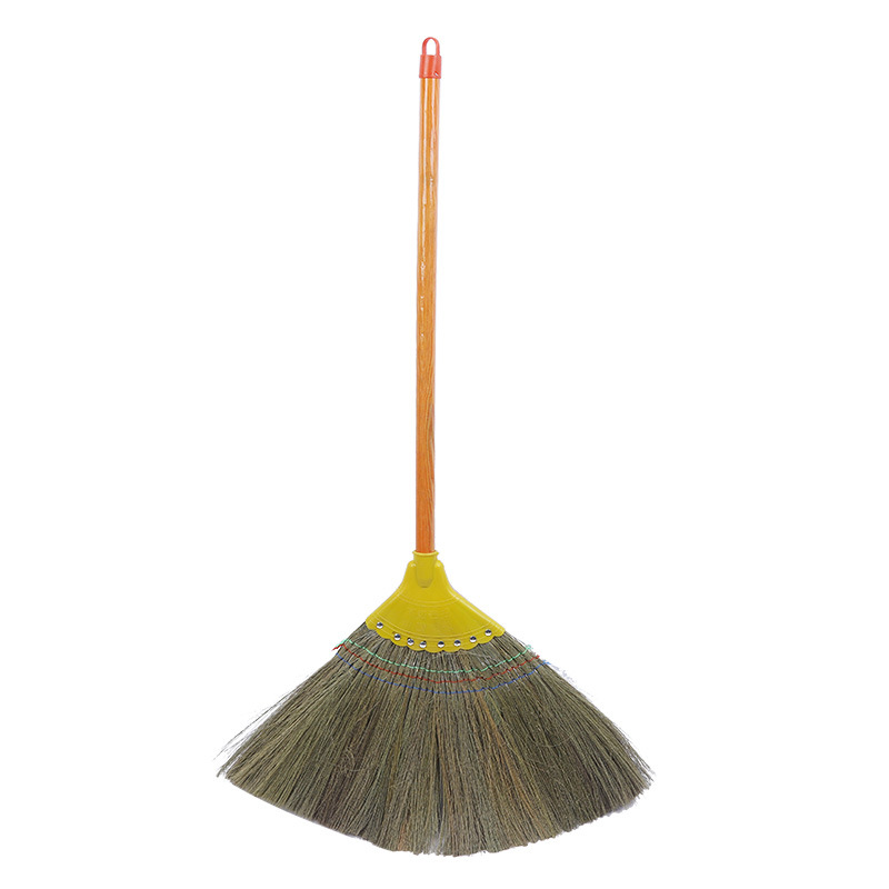 Miscanthus broom 8 nails reinforced plastic head household soft wool broom anchovy wooden pole broom wholesale