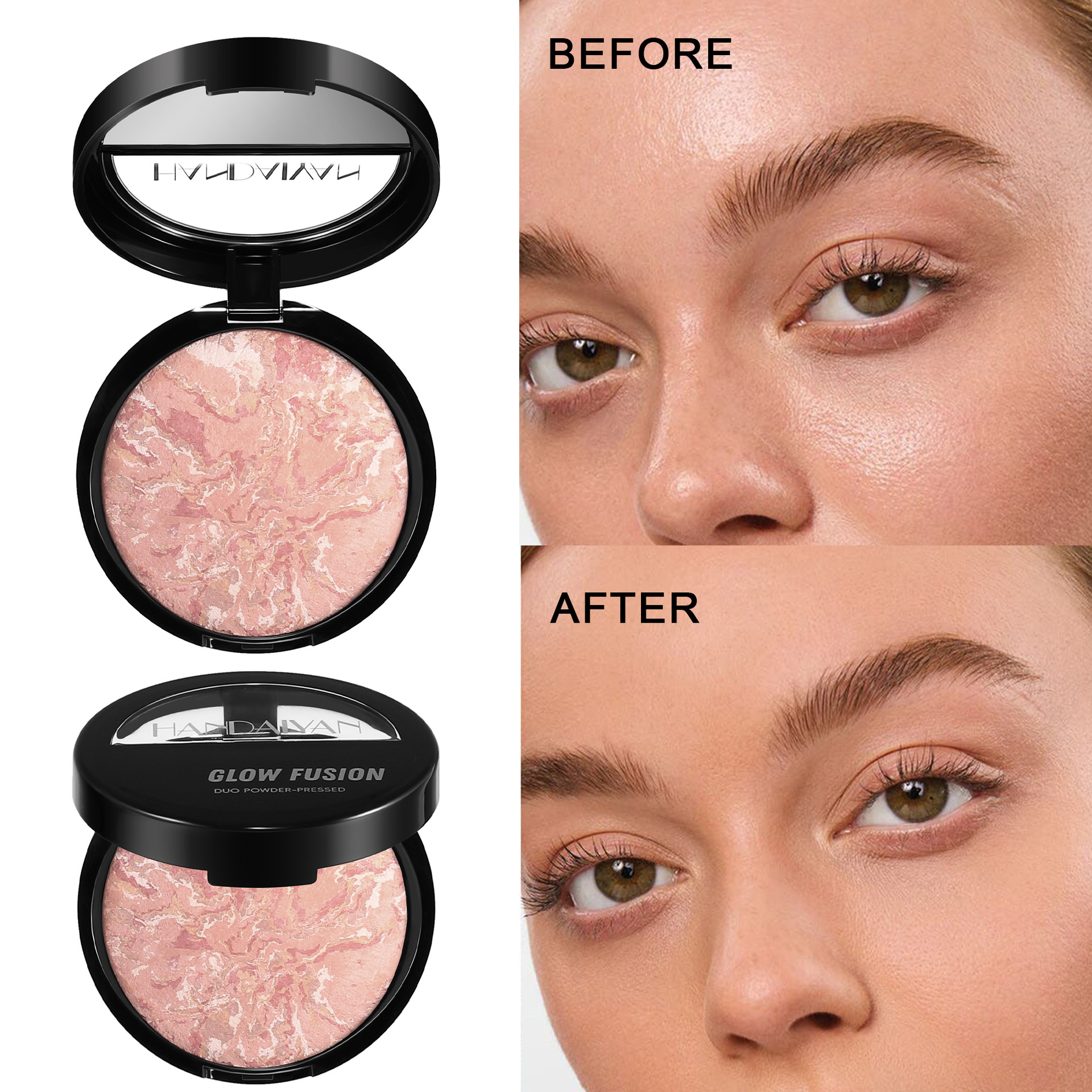 Cross-Border High-Gloss Contouring Powder Cake Pearlescent Oil-Control Baking Powder Handaiyan Concealer Powder Cake Makeup