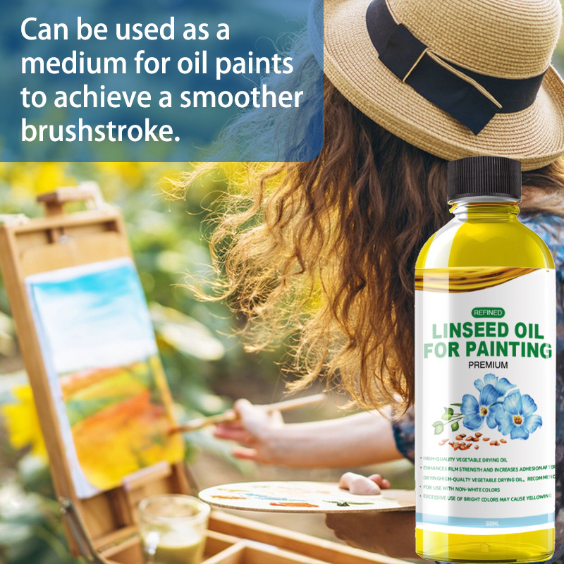 Рафинированное льняное масло Here, солнечно-сушеное льняное масло, полимеризованное льняное масло, бутылочное масло, художественная среда, оптовая продажа