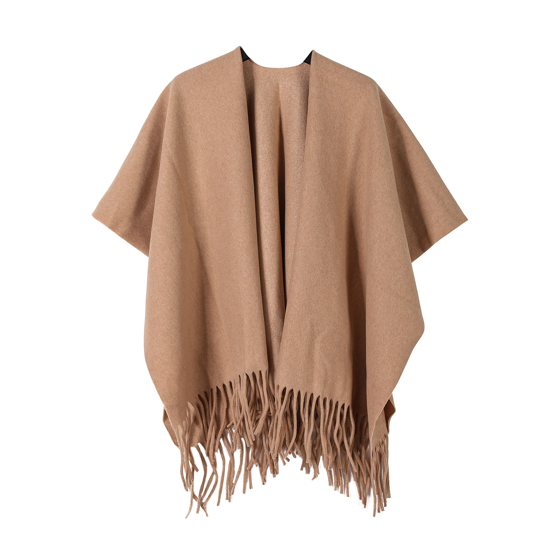 Шаль с кисточками в корейском стиле для женщин, утолщенная двусторонняя накидка, теплый шарф, стильная накидка