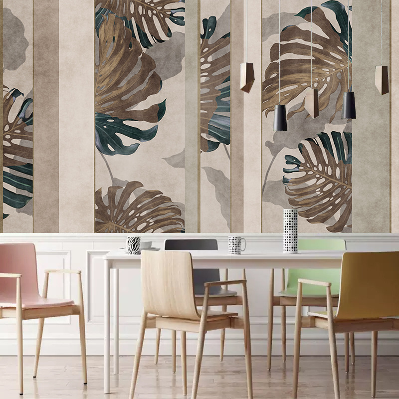 Southeast Asian Tropical Plant Wallpaper Abstract Turtle Bamboo Leaf High-End Wall Covering Bedroom Living Room Stereo Background Mural