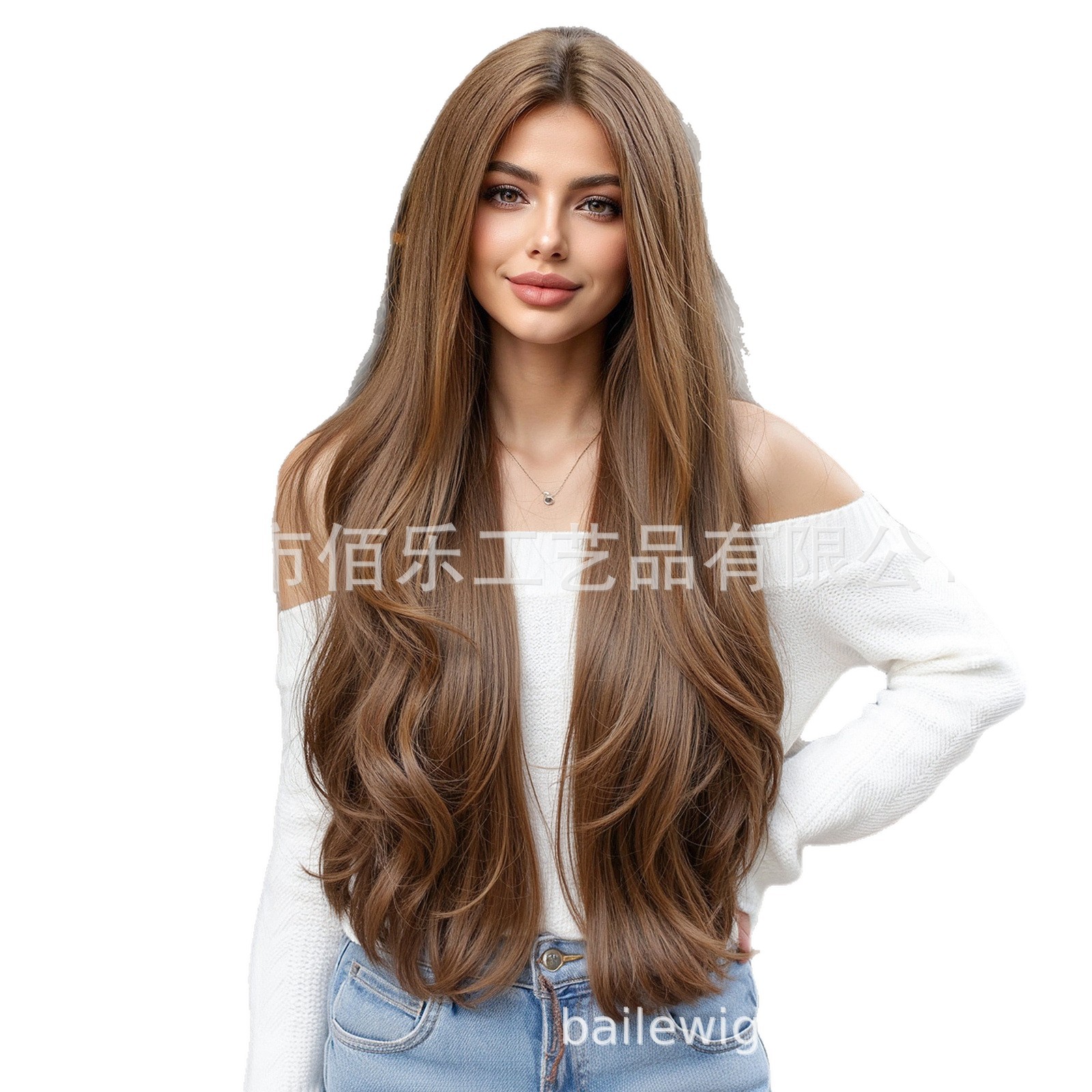 Wig Female Full Headgear Brown Medium Parted Long Curly Hair Xuchang Wig Chemical Fiber Female Wigs European and American Spot Hair Wholesale