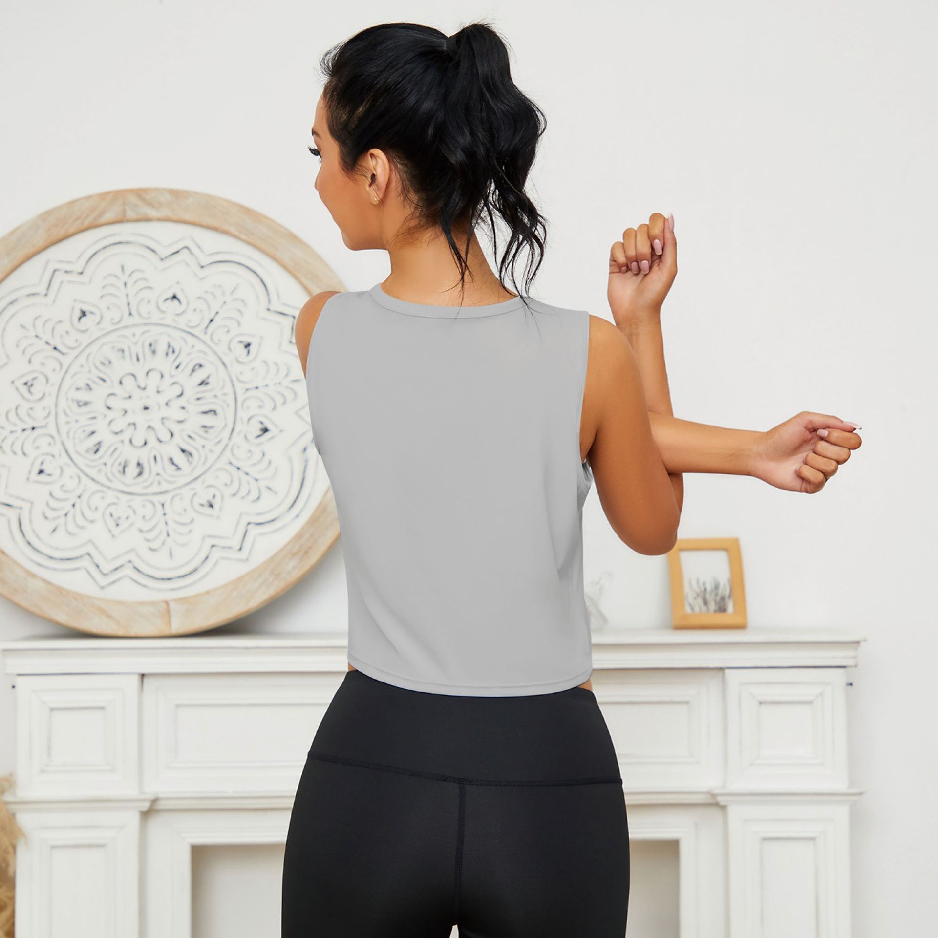 Strict Selection of Cross-border Ice Silk Cool Sleeveless Yoga Clothing Top Blouse Women's 2024 Breathable Quick-drying Sports Yoga Vest