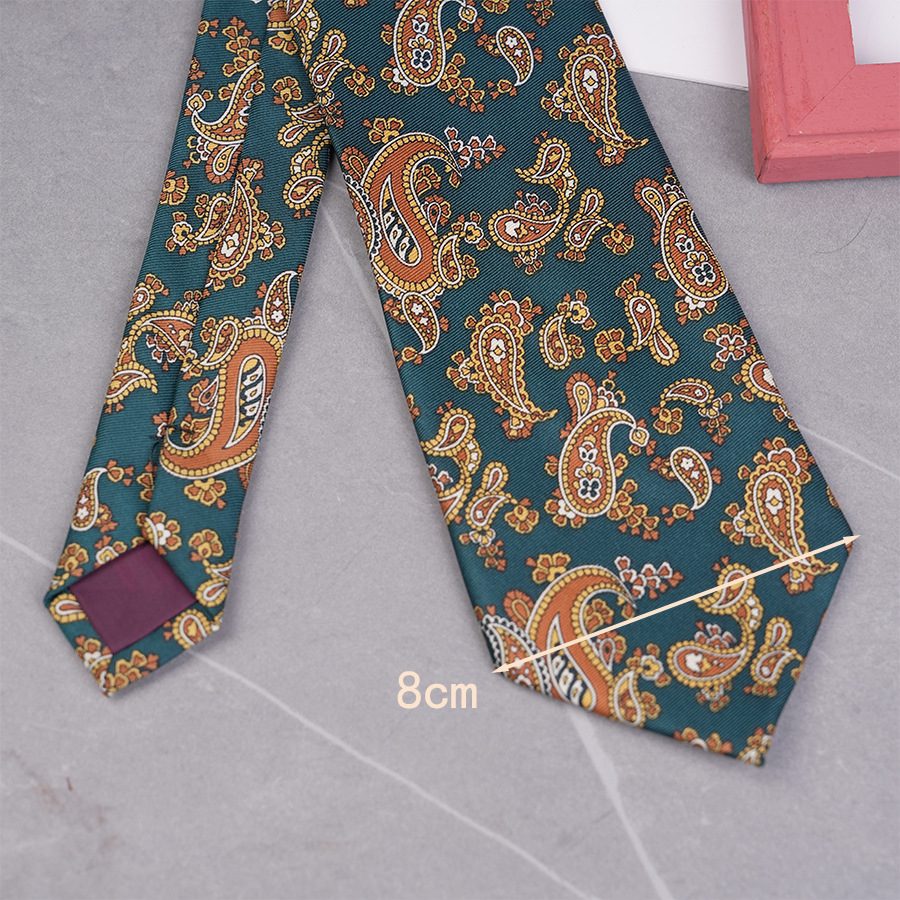 Printed 8cm Hand Tie Tie Casual Dating Wedding Groom Red Pattern Floral Vintage Fashion Factory Direct Supply