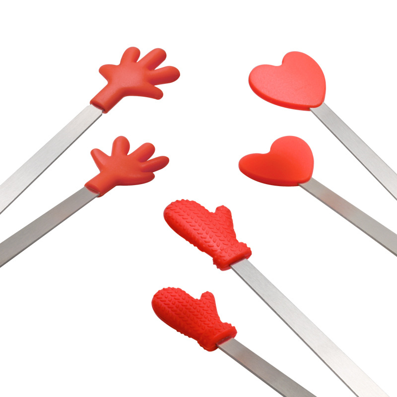 Factory Palm silicone small ice clip stainless steel mini food clip food clip creative coffee sugar clip wholesale