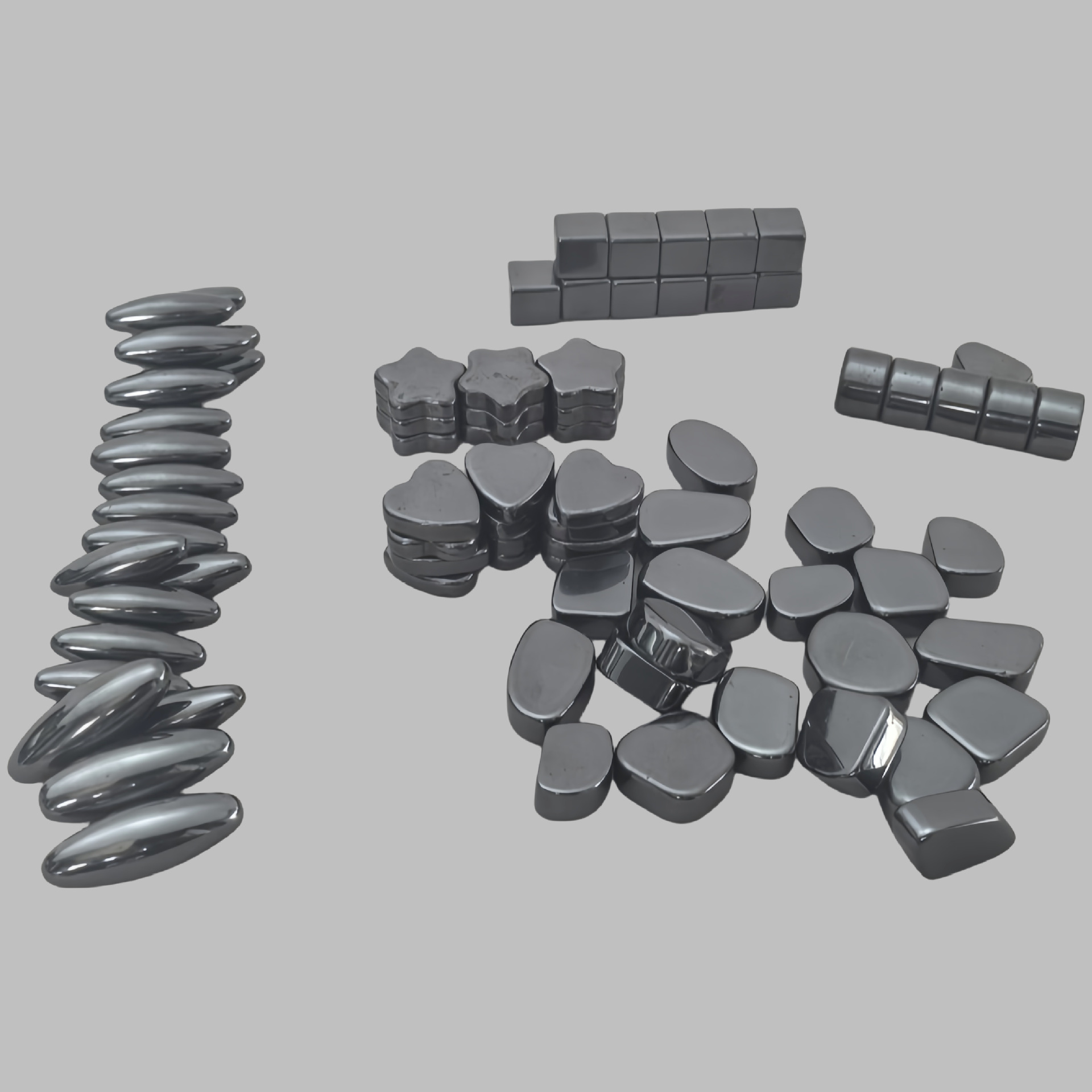 Magnetic Heart-Shaped Black Magnets, Square Magnets, Triangle Magnets, Olive Magnets, Pentagram Magnets, Cylindrical Strong Magnets, Magnetic Beads, Magnetic Toys, Magnet Stones