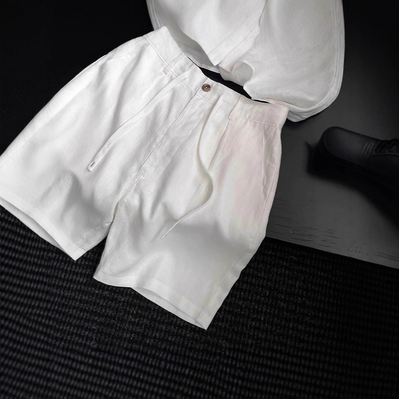 Летние новые мужские модные универсальные простые высококачественные легкие роскошные стильные ультратонкие льняные шорты длиной пять пунктов