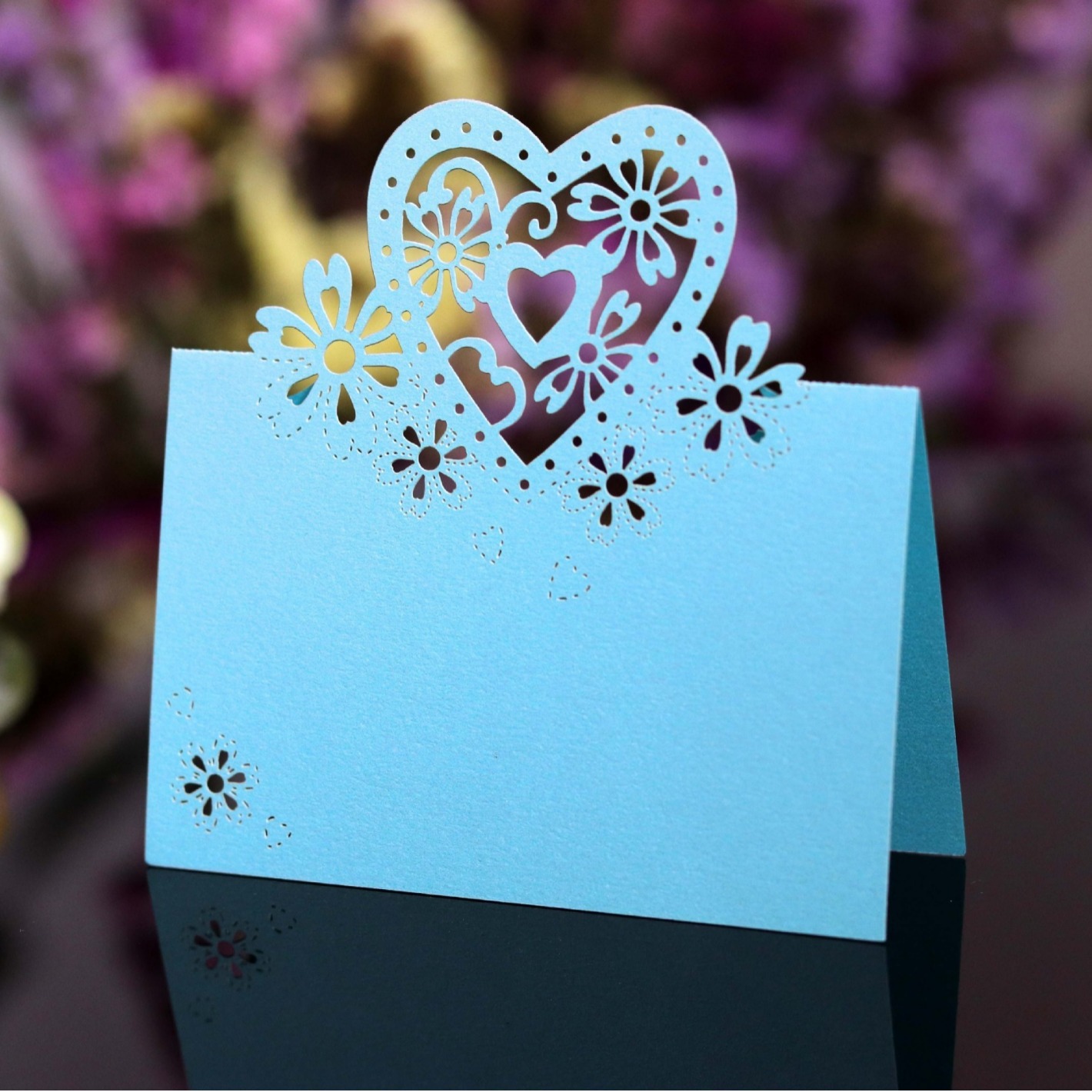 Cross-border in stock direct love seat card hollow butterfly table card ice white table card wedding name card wholesale