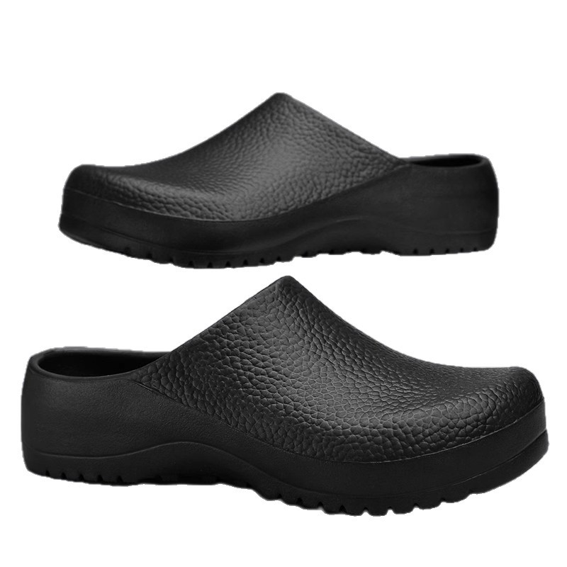 Cross-Border Chef Shoes for Men, Summer Waterproof and Non-Slip Kitchen Shoes, Slip-On Men's Black Labor Protection Work Shoes