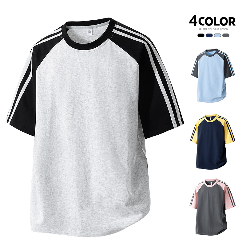 Летняя американская тяжелая футболка с коротким рукавом мужская новая модная брендовая свободная поло повседневная