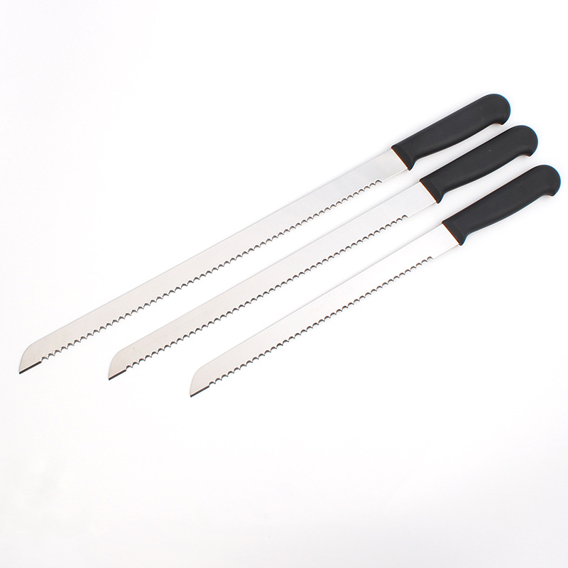 Plastic Handle Bread Knife Stainless Steel Serrated Knife Cake Knife Toast Slicing Knife Household Baking Tools