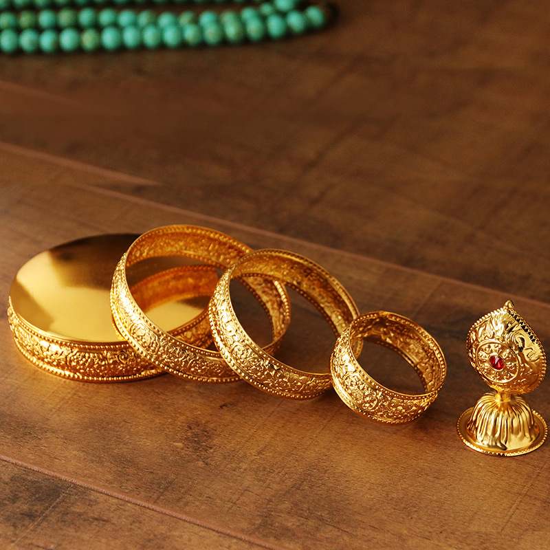 Small Alloy Mandala Tray with Eight Auspicious Symbols, Mandala Tray for Meditation, Mandala Tray with Gemstone Holder, Small Size