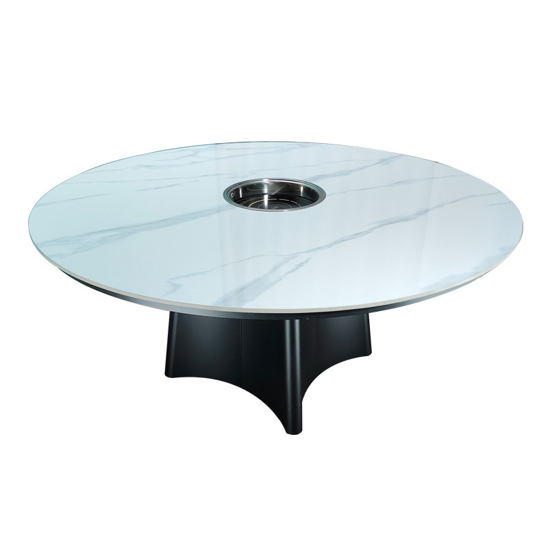 Spot Slate Dining Table Home Induction Cooker Hot Pot Table Stainless Steel Hardware Table Legs Italian Light Luxury Simple Restaurant
