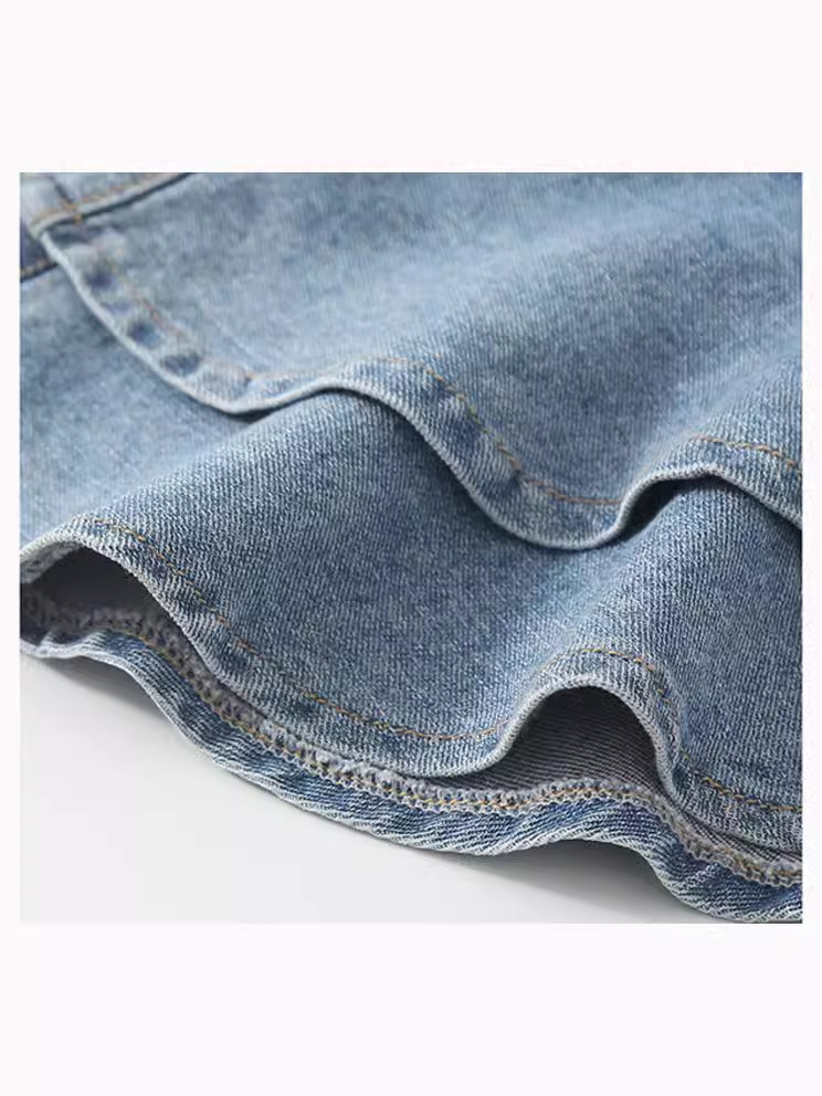 Girls' Skirts 2024 New Korean Style Kidsren's Fashionable and Versatile Thin Girls' Medium and Large Kidsren's Denim Short Skirts Trendy