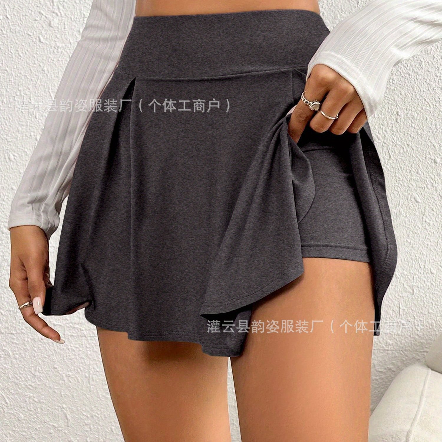 Cross-Border Amazon 2026 Hot-Selling Fitness Wear Fake Two-Piece Solid Color Sports Outdoor Yoga Short Skirt for Women Summer and Autumn Wholesale