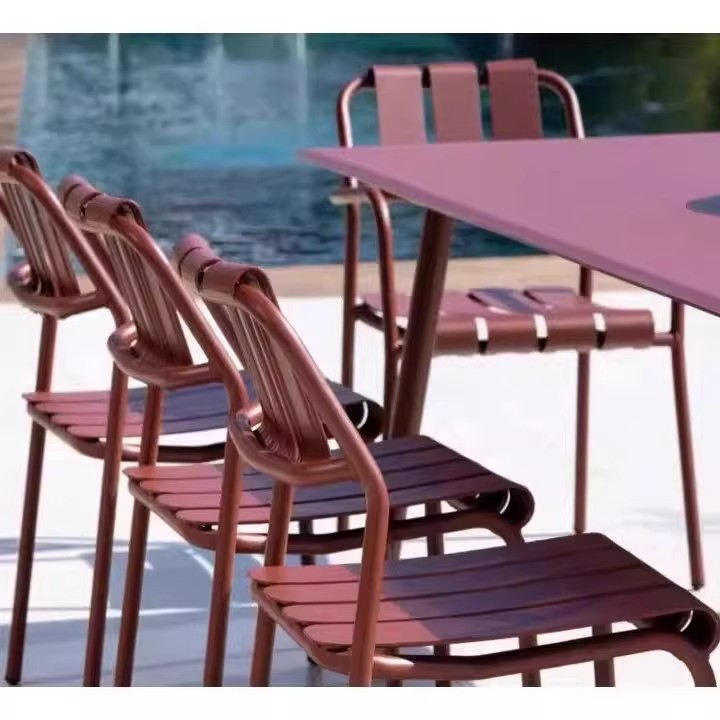 Nordic Outdoor Tables and Chairs White Modern Courtyard Balcony Internet Celebrity Open-Air Outdoor Milk Tea Shop Cafe Leisure Tables and Chairs