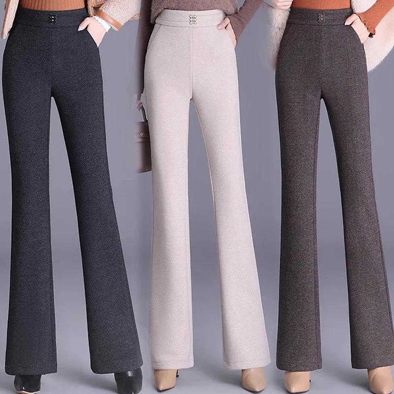 Укороченные брюки с высокой талией для женщин, осень и зима 2025 года, утепленные флисом, утягивающие, модные повседневные брюки