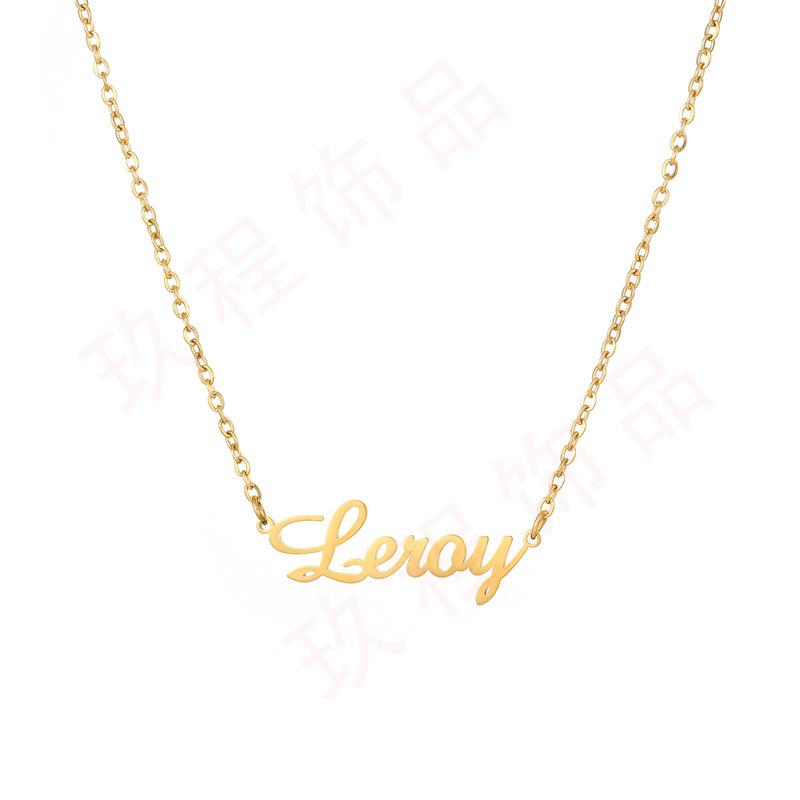 [One Piece Customized] Stainless Steel English Letter Pendant Electroplated 18K Gold Customized Name Necklace Bracelet