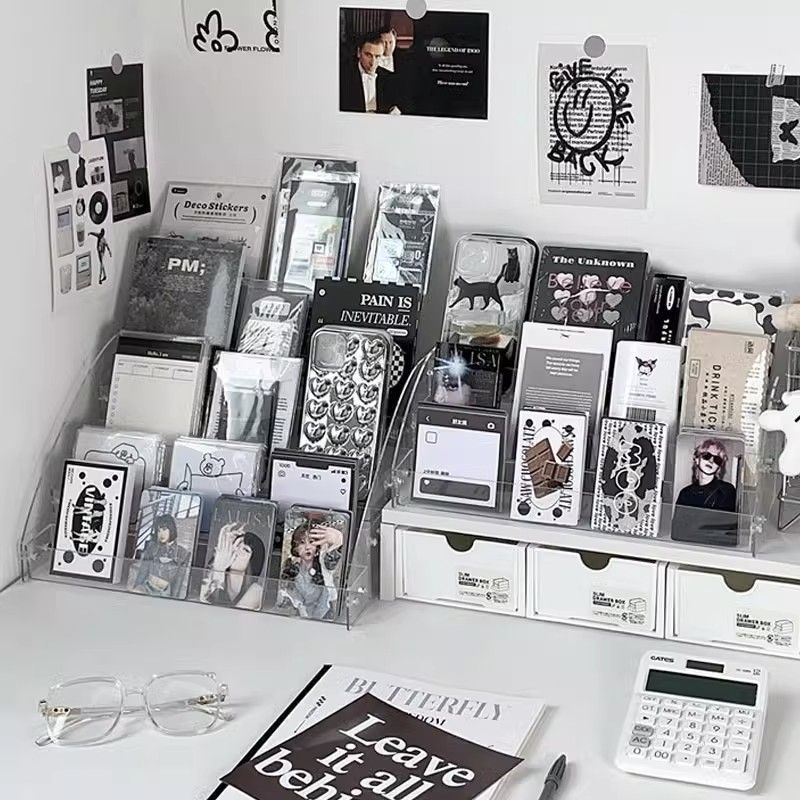 Stepped Transparent Desktop Hand Account Storage Box Stepped Storage Rack Full Set of Acrylic Cards