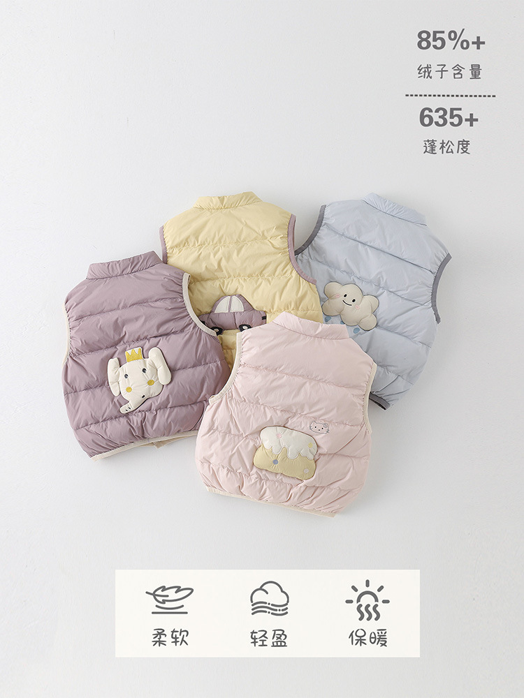 Children's down Vest New Style Baby Sleeveless Vest 90% White Duck down Unisex Baby Warm and Lightweight Class a