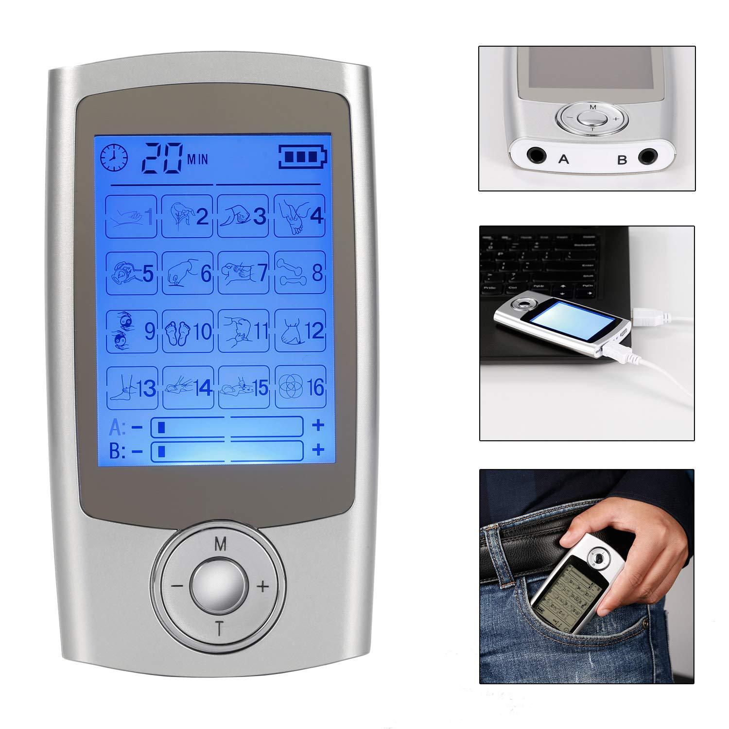 Cross-border spot TENS meridian physiotherapy instrument 16 mode EMS massager low frequency multifunctional muscle stimulator