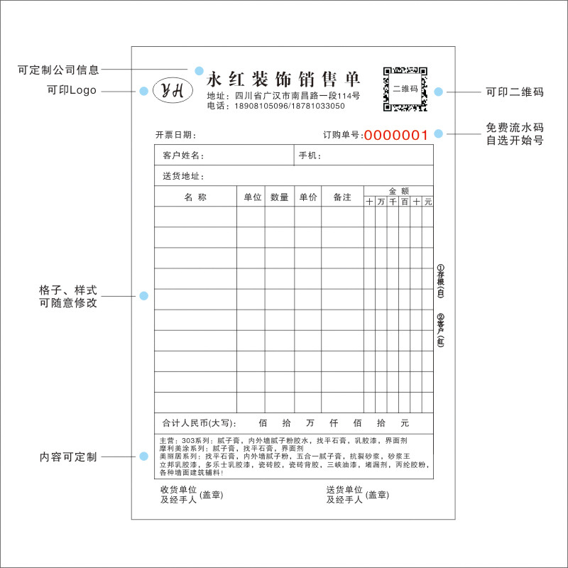Greenfan Two-part Triple Copy Custom Printing Entry Library Receipt Application Fee Reimbursement Form Sticky Note