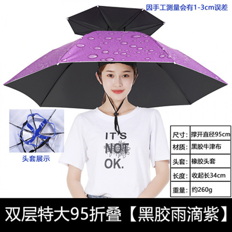Umbrella Hat, Head-Mounted Umbrella Hat, Fishing Head-Mounted Sun Umbrella, Outdoor Tea-Picking Sanitation Bucket Umbrella, Folding Umbrella, Foreign Trade
