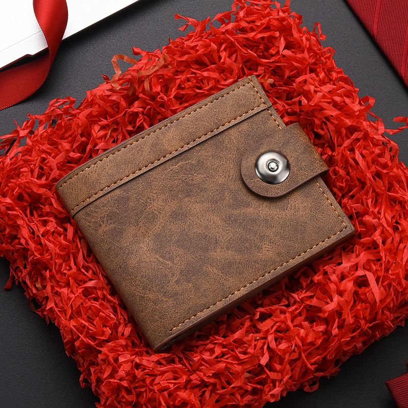 Новый кошелек мужской короткий с кнопкой высококачественная кожа без логотипа многофункциональный монетный кошелек