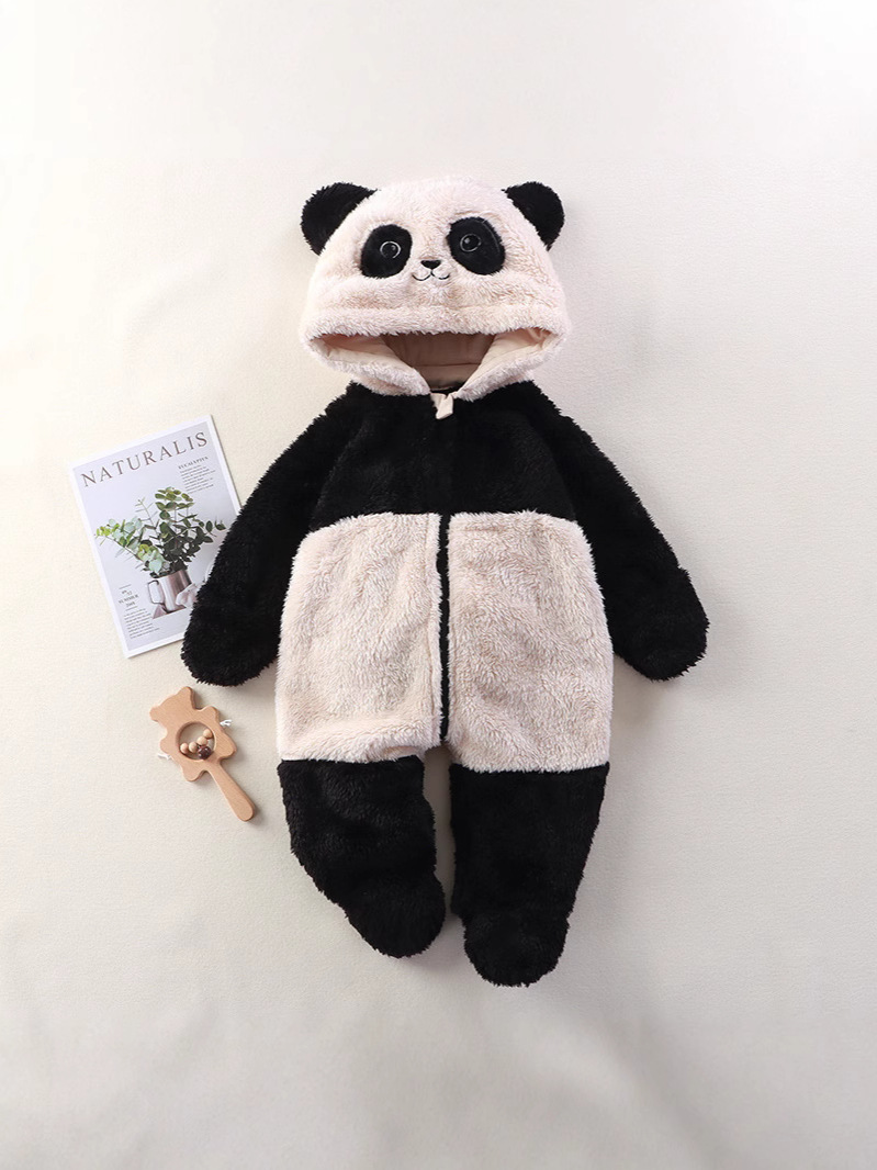 Baby Home Overalls Autumn and Winter Baby Cute Cartoon Panda Little Rabbit Little Bear Overalls Out Plush Overalls