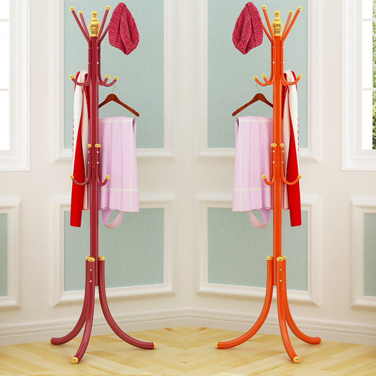 Household Iron Multi-functional Coat Rack Color Fashion Hanger Creative Clothes Rack Floor Bedroom Household Simple