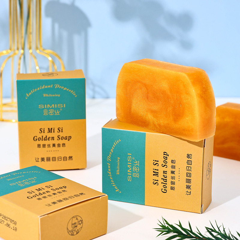 [Simi Silk] Gold Soap Gold Powder Cleansing Soap Trapezoidal Handmade Perfume Essence Soap 80G 100