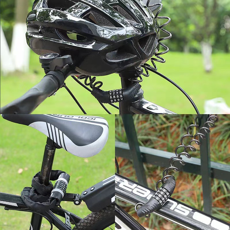 Bicycle Password Lock, Helmet Lock, Anti-Theft Password Lock, Electric Vehicle and Motorcycle Telescopic Wire Lock, Steel Cable Lock