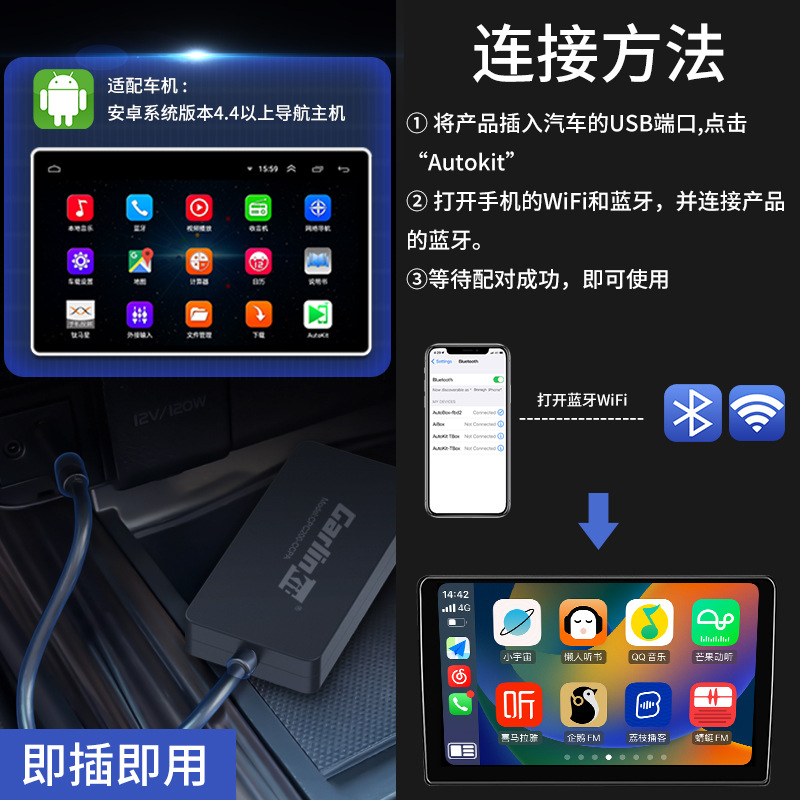 Car Lianyi Android car machine dedicated wireless carplay module hicar adapter androidauto box