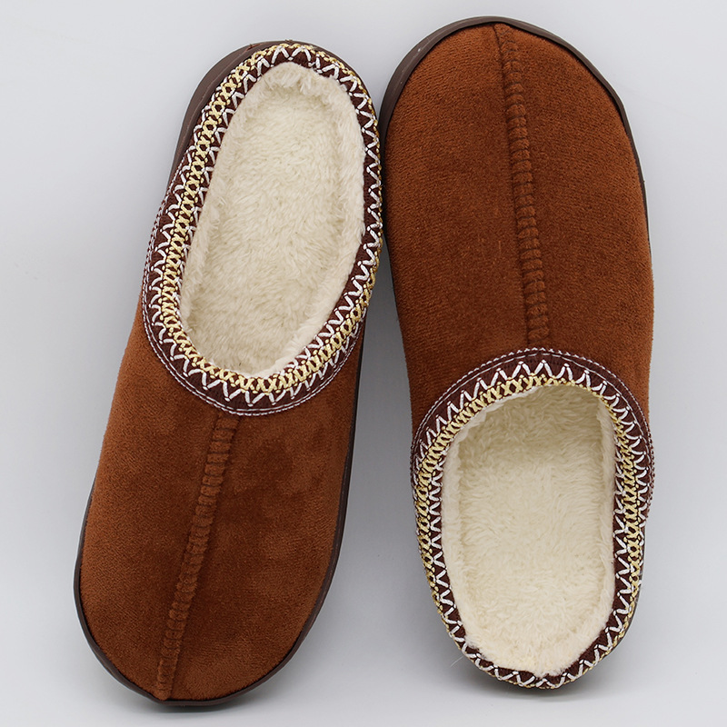 Cotton Slippers for Women in Winter Indoor Home Couple Thick-Soled Warm Suede Plush Slippers for Men to Wear Outside in Winter