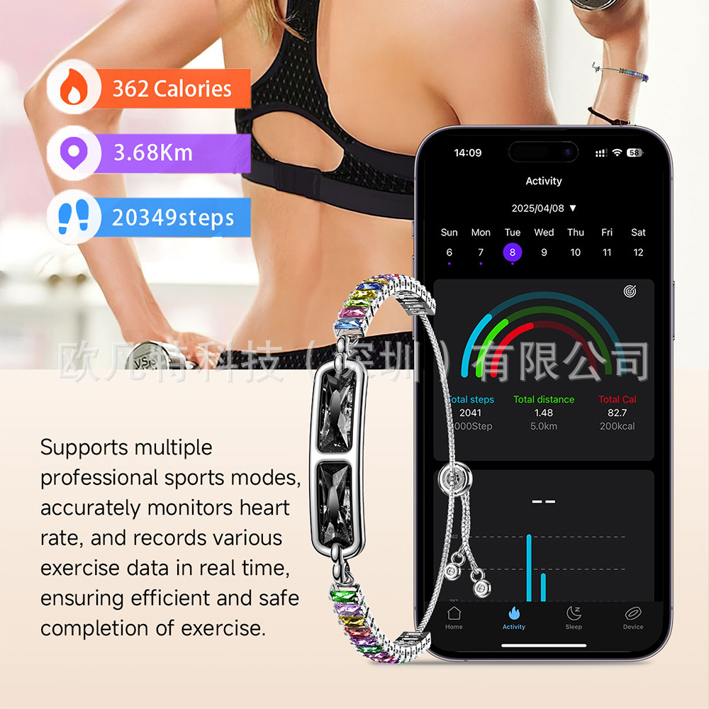 Smart Bracelet Blood Pressure Heart Rate Blood Oxygen Bracelet/Professional Sleep Analysis Emotional Health Monitoring Telescopic Bracelet